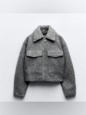 Zara Cropped Boucle Jacket